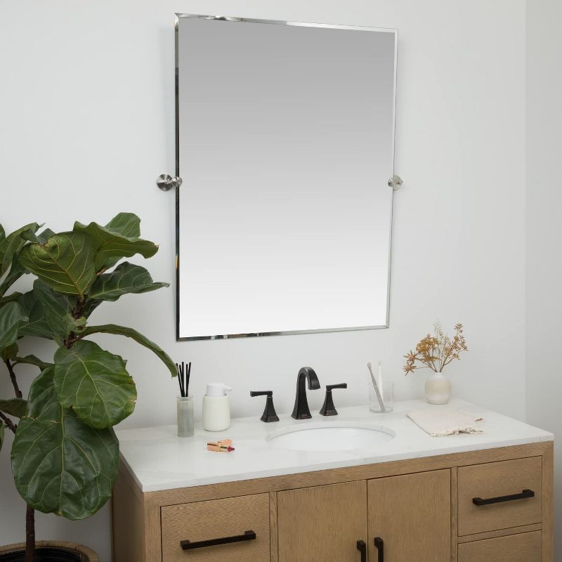 Hamilton Hills 20" x 30" Frameless Pivot Mirrors with Bronze Rounded Wall Brackets, 3 of 6