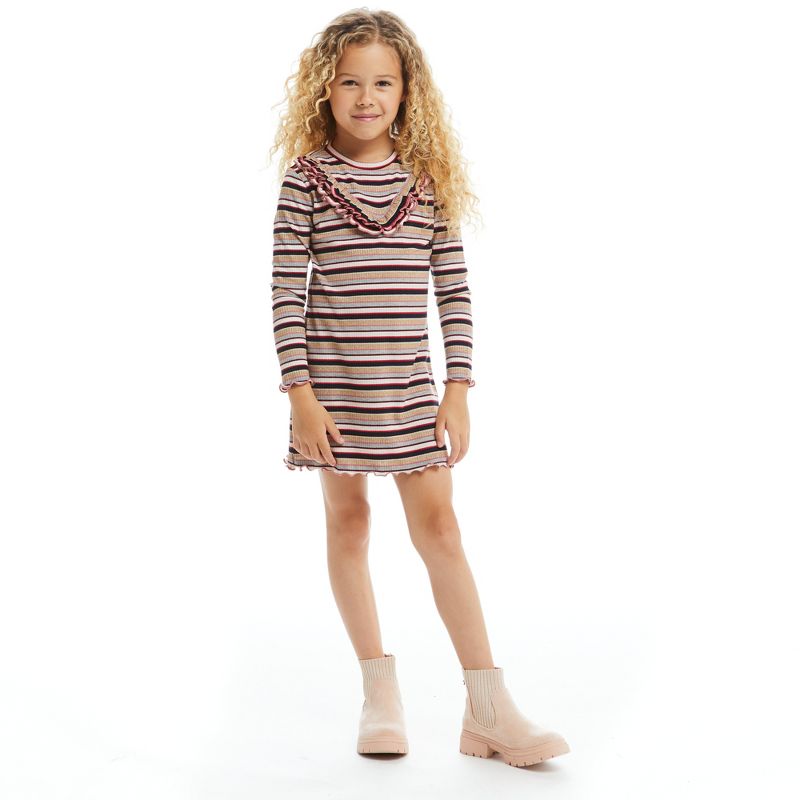 Andy & Evan  Toddler Girls Lurex Stripe Rib Knit Dress, 2 of 6