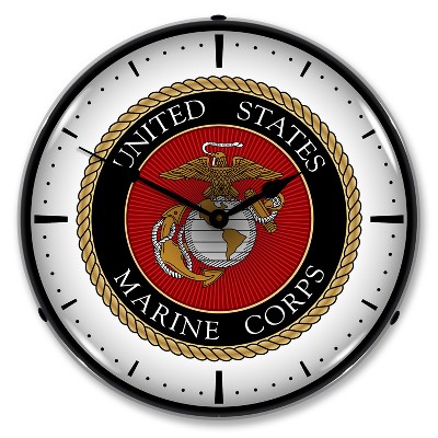 Collectable Sign & Clock | US Marine Corps LED Wall Clock Retro/Vintage, Lighted