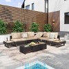 4 PCS Outdoor Patio Furniture Set, Wicker Sectional Sofa Set with Extendable Coffee Table, Rattan Modular Conversation Set for Backyard Garden - 2 of 4