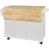 Maliang Kitchen Cart with Rubber wood Drop-Leaf Countertop, Kitchen Island on 5 Wheels with Storage Cabinet and 3 Drawers - 3 of 4