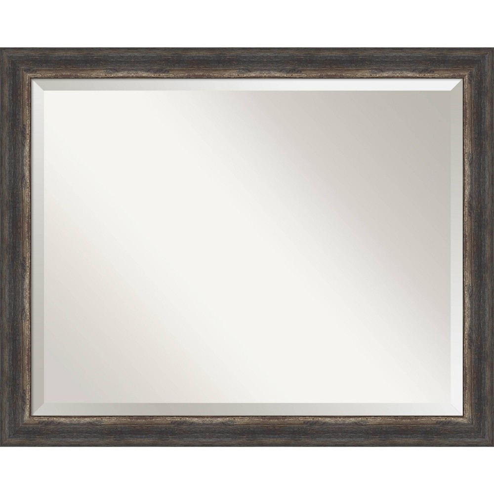 Photos - Wardrobe 32" x 26" Bark Rustic Framed Bathroom Vanity Wall Mirror Charcoal - Amanti