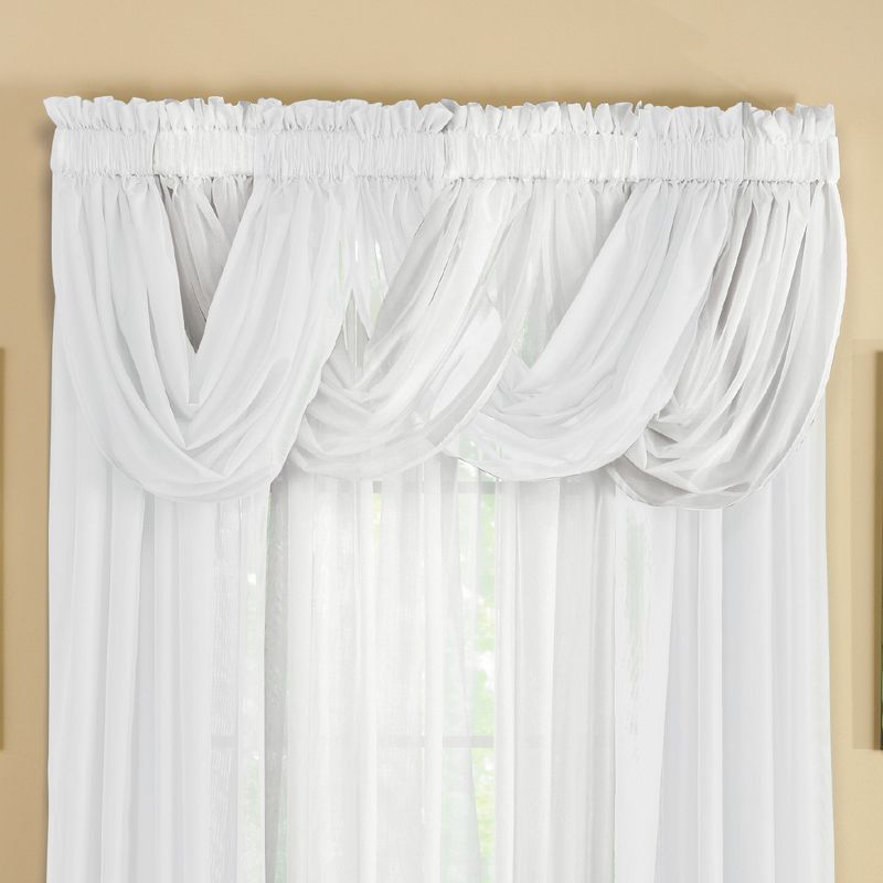 Collections Etc Scoop Two-Piece Rod Pocket Solid-Colored Sheer Valances for Windows, Decorative Accent and Added Privacy for Any Room in, 3 of 5