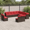 vidaXL 13 Piece Garden Sofa Set with Cushions Brown and Red - Without Table - 2 of 4