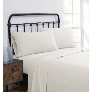 Truly Soft King Solid Flannel Sheet Set Ivory - 1 of 4