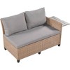 Nestfair 5pc Wicker Outdoor Patio L Shaped Sectional Sofa with Dining Table and Cushions Brown - 4 of 4