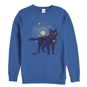 Men's Marvel Captain Marvel Celestial Goose Cat Sweatshirt - 1 of 3