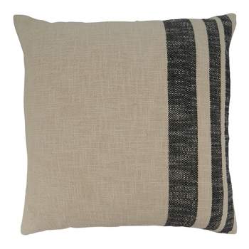 Saro Lifestyle Saro Lifestyle Cotton Pillow Cover With Striped Design, Natural, 20"