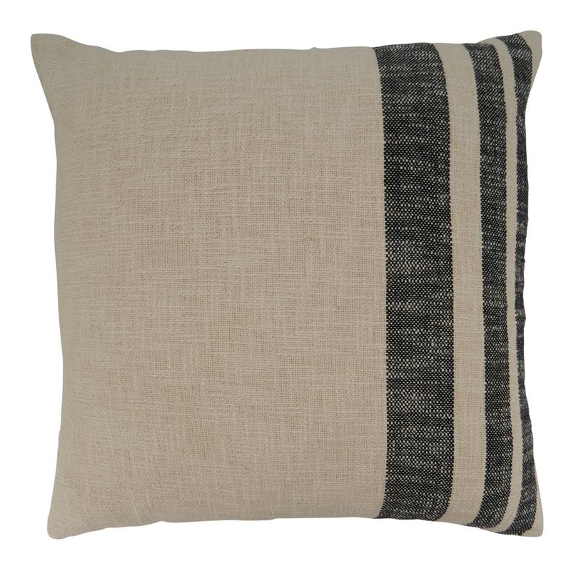 Saro Lifestyle Saro Lifestyle Cotton Pillow Cover With Striped Design, Natural, 20", 1 of 4