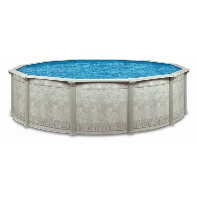 Aquarian Pools Khaki Venetian 21 Foot by 52 Inch Round Steel Outdoor Backyard Above Ground Family Swimming Pool with Skimmer and Liner Not Included