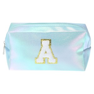 Unique Bargains Women's Durable Letter A Cosmetic Bag Blue 1 Pc - 1 of 3