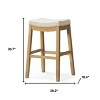 HomeRoots 31" Bone and Natural Faux Leather and Solid Wood Backless Bar Height Bar Chair - 3 of 4