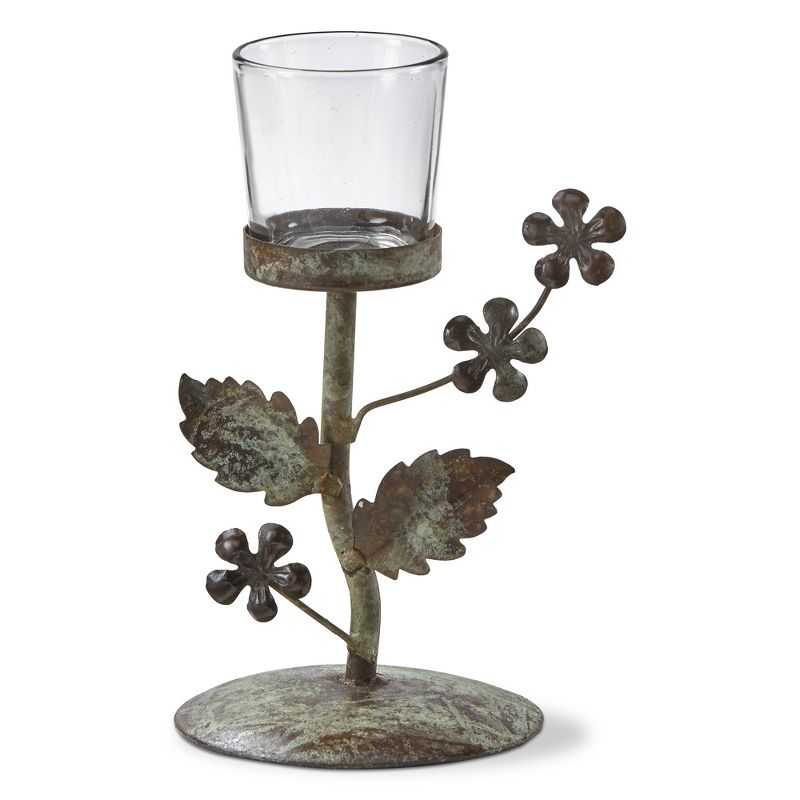TAG Flower Vine Metal & Glass Votive Candle Holder, 5.0L x 4.0W x 5.5H inches, 1 of 3