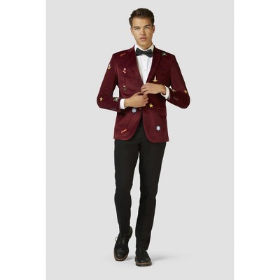 OppoSuits Deluxe Men's Christmas - X- Mas Icons - Deep Burgundy Blazer - Christmas - Xmas Parties - Stylish Jacket - Red - Size 48 — фото 3