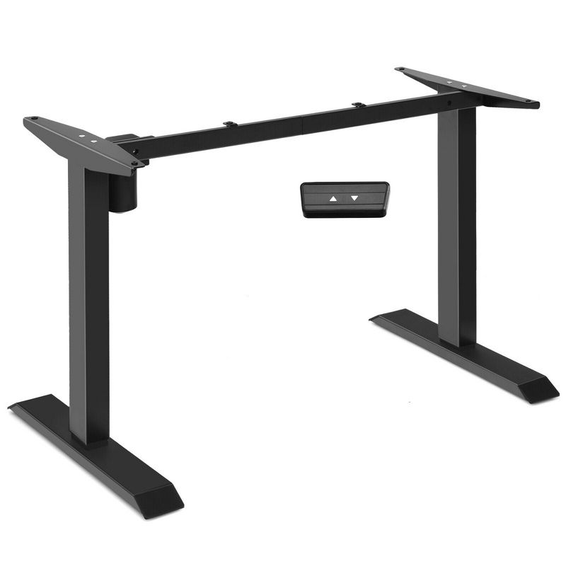 Costway Electric Sit to Stand Adjustable Desk Frame w/ Button Controller Black/White, 1 of 11