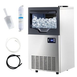 AMERLIFE Freestanding Commercial Ice Makers with Storage Capacity, Stainless Steel, Self-Cleaning, Ideal for Home, Bar & Restaurant Use - 1 of 4