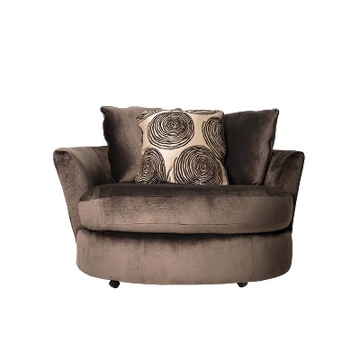 Mauricio Microfiber Swivel Chair Brown - miBasics