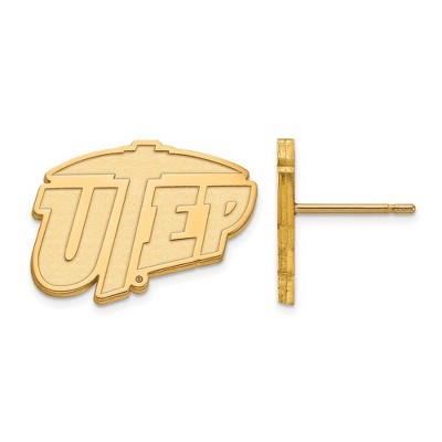 Black Bow Jewelry 14k Yellow Gold Texas at El Paso Miners NCAA Post Earrings