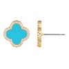 Adornia 14k Gold Plated Turquoise Halo CZ Clover Stud Earrings - 4 of 4