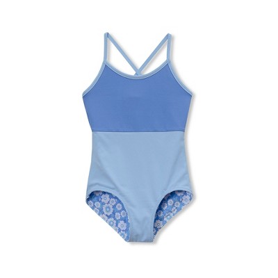 Lands' End Kids Chlorine Resistant Reversible One Piece Swimsuit - Small - Blue Poppy Floral — фото 2