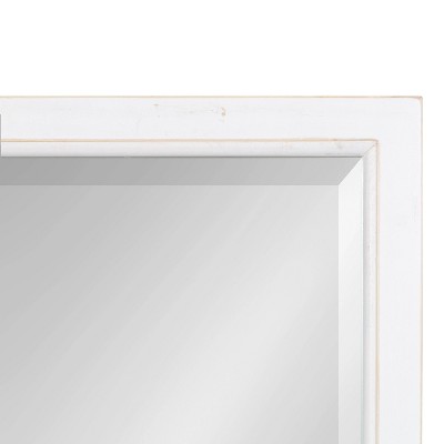 Rustic White Solid Wood Rectangular Bathroom Vanity Mirror 20"x30"