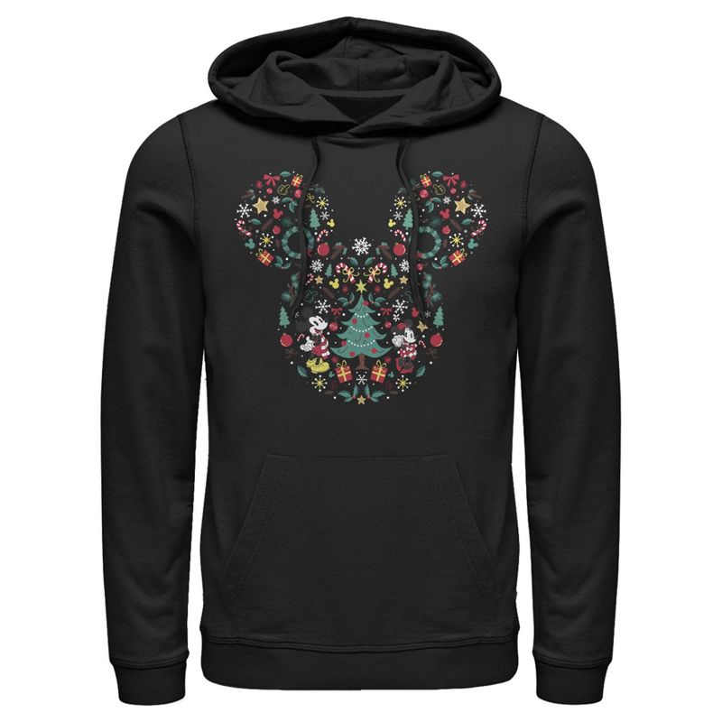 Men's Mickey & Friends Christmas Silhouette Pull Over Hoodie, 1 of 5
