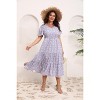 Women's Plus Size Midi Casual Dress with Pockets 1X-4X Tiered Short Sleeve Relax Fit Crewneck Summer Dresses - 3 of 4