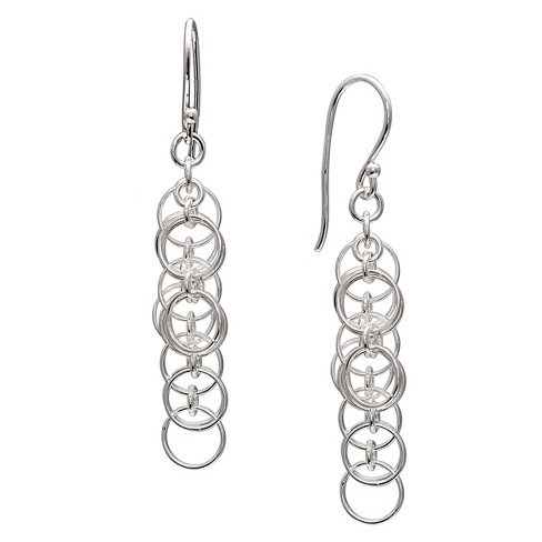 Polished Multiple Drop Earrings in Sterling Silver - Gray (1.6") - image 1 of 1
