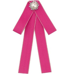 Elerevyo Women's Pre-Tied Ribbon Elegant Brooch Pin Bow Tie - 1 of 4