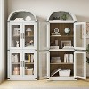 Garvee Arched Bookshelf with Doors - Glass Doors - 15.83 inches deep by 71.4 inches tall rustic ambiance premium wood display cabinet - 4 of 4