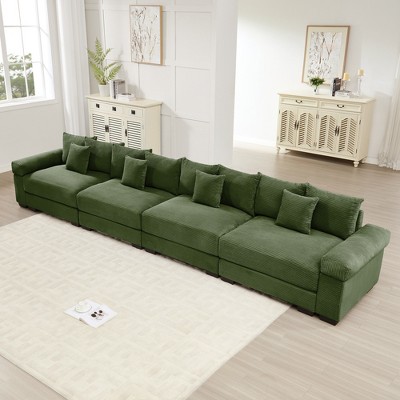 Aukfa Oversized 170" Modular Corduroy Sofa Set - Reversible Sectional Couch with Ottoman, Fabric Upholstery for Living Room
