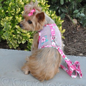 Doggie Design Cool Mesh Hawaiian Hibiscus Dog Harness with Leash-Pink - 1 of 3