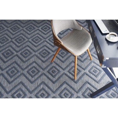 Modern Navy Diamond 7' x 10' Easy-Care Outdoor Rug