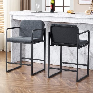 Hrinhom Set of 2,Modern Upholstered Counter Height Bar Stool with Armrests - 1 of 4