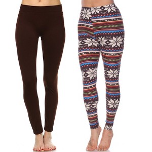 Women's Pack of 2 Leggings - One Size Fits Most - White Mark - 1 of 1