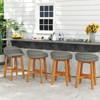 Costway Outdoor Faux Rattan Bar Chairs Set of 2/4 Solid Acacia Wood Bar Stools for Porch Brown/Gray - 3 of 4