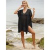 Clearlove Women's Plus Size Crochet Bikini Coverup Summer Short Sleeve V Neck Bikini Beach Dress - 4 of 4