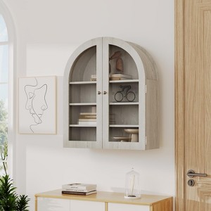 Arched Medicine Cabinet, Bathroom Wall Mounted Cabinet Over Toilet Storage Organizer with Acrylic Doors Removable Shelf - 1 of 4