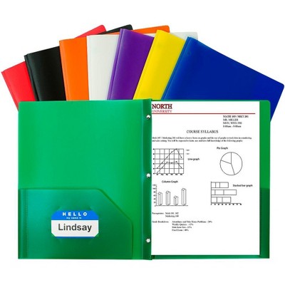 C-Line Poly Portfolio Folder with Prongs, 2-Pocket, Assorted Colors, set of 36