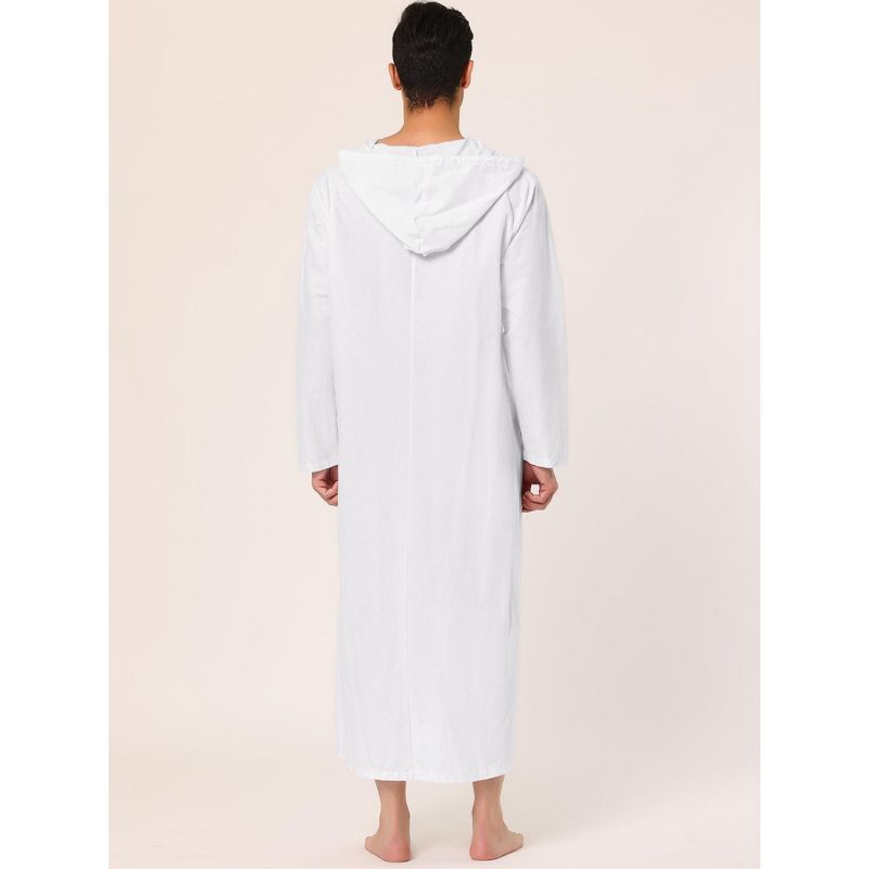 Lars Amadeus Men's Button Closure Long Sleep Side Pockets Side Split Hooded Nightgown, 4 of 6