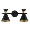 18.25" LED 2-Light Elroy Iron Retro Contemporary Track Wall Light Black/Gold - JONATHAN Y - image 2 of 4