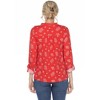 Women's Pleated Long Sleeve Leaf Print Blouse - White Mark - 3 of 4