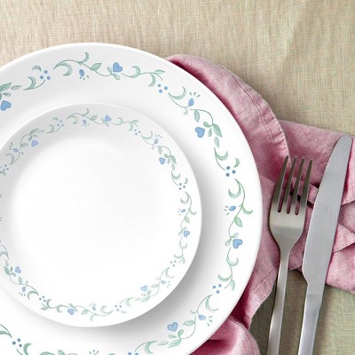 Corelle 16-Piece White and Blue Floral Glass Dinnerware Set