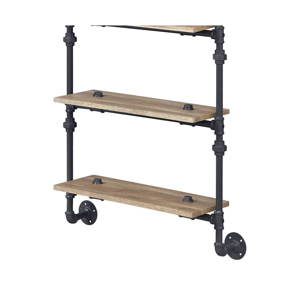 59" Brantley Decorative Bookshelf Oak and Sandy Black Finish - Acme Furniture: 5-Tier, Metal Frame, Open Shelving Unit, No Tools Assembly - thumbnail 3