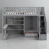 Twin Size Loft Bed with Study Desk, Bookshelf, and Hanging Rack, Fence Design, Wood Frame for Kids and Teens - 2 of 4