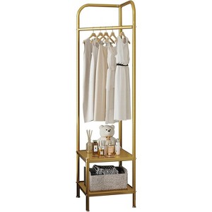Modern Corner Coat Rack, Space-Saving Metal Clothes Organizer, Freestanding Hall Tree with Shelves for Entryway/Bedroom/Office - 1 of 4