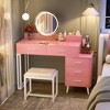 Besiost Vanity Desk with Soft Stool and LED Mirror ,Makeup Table with Wood Drawers - 3 of 4