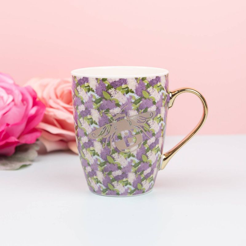 Bridgerton  Izzy &#38; Liv 11oz Ceramic Floral Mug Purple, 3 of 4
