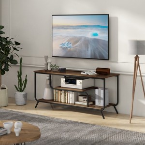 LOVSON Modern Compact TV Stand - Gray, fits TV up to 55” with power outlet and LED light, perfect for living room and bedroom - 1 of 4