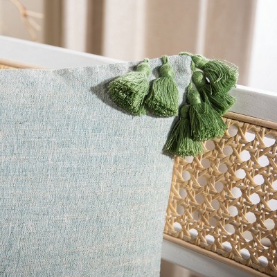 Hunter Green Cotton Blend Square Pillow with Tassels